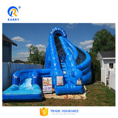 18ft PVC Blauwe opblaasbare waterslide met zwembad Karry Tropical Jumping Bouncy Castle