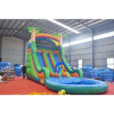 Gepersonaliseerde kleur Grote springkasteel combo met Pool Digitale Printing en Steep Slide