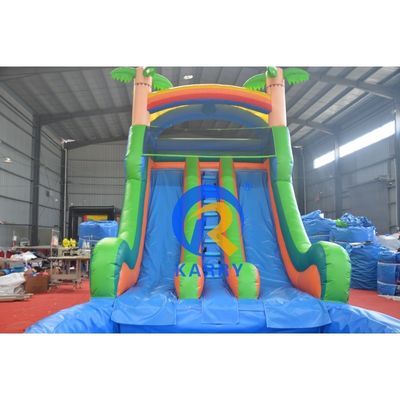 Gepersonaliseerde kleur Grote springkasteel combo met Pool Digitale Printing en Steep Slide