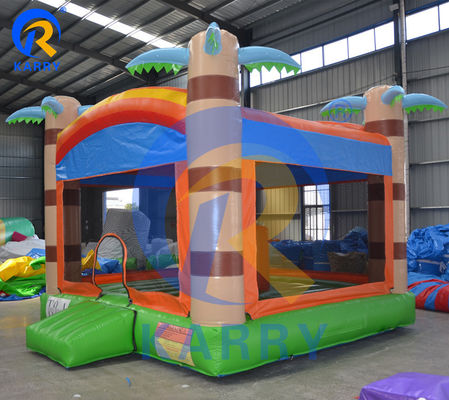 Unisex kinderopblaasbaar uitsmijterhuis met aanpasbaar palmboom trampoline bed
