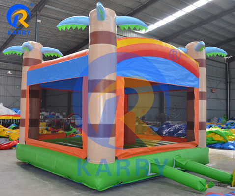 Unisex kinderopblaasbaar uitsmijterhuis met aanpasbaar palmboom trampoline bed