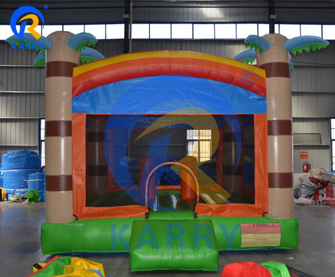 Unisex kinderopblaasbaar uitsmijterhuis met aanpasbaar palmboom trampoline bed