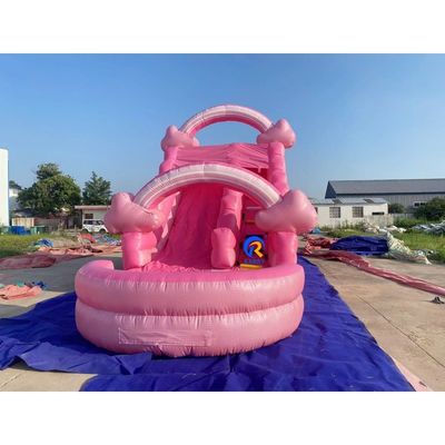 Unisex Mega Pink opblaasbare waterslide met water zwembad en bounce house combo all-in-one