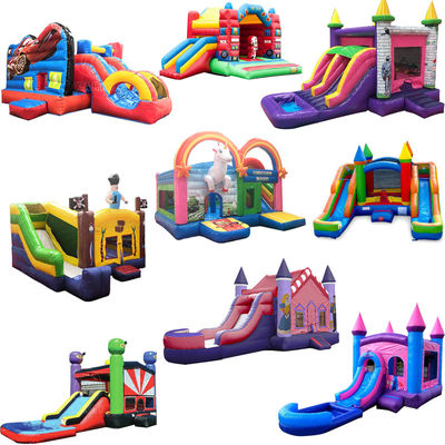 Unisex Mega Pink opblaasbare waterslide met water zwembad en bounce house combo all-in-one