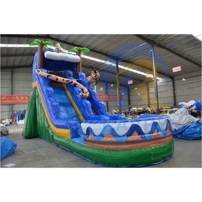 Commerciële gelegenheden PVC lucht gevulde achtertuin opblaasbare waterslide met zwembad
