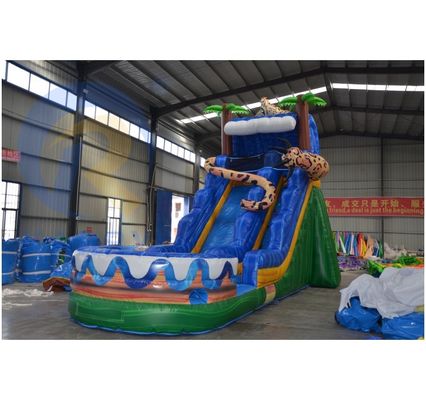 Commerciële gelegenheden PVC lucht gevulde achtertuin opblaasbare waterslide met zwembad