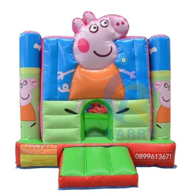 Commercieel evenement Promotie opblaasbare kasteel glijbaan met kinderen Cartoon varken Bounce House