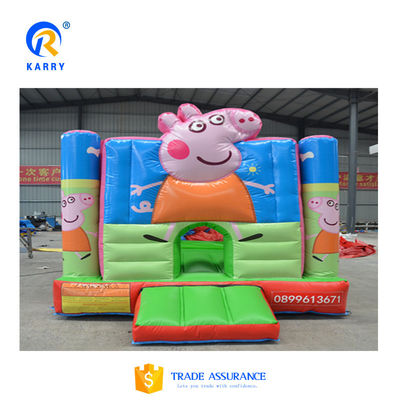 Commercieel evenement Promotie opblaasbare kasteel glijbaan met kinderen Cartoon varken Bounce House
