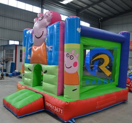 Commercieel evenement Promotie opblaasbare kasteel glijbaan met kinderen Cartoon varken Bounce House