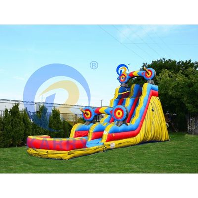 Karry Target 0,55 mm PVC-doek Gele Magische kleur Opblaasbare waterslide met zwembad
