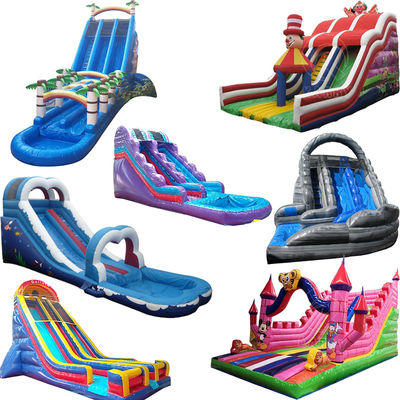 Karry Target 0,55 mm PVC-doek Gele Magische kleur Opblaasbare waterslide met zwembad