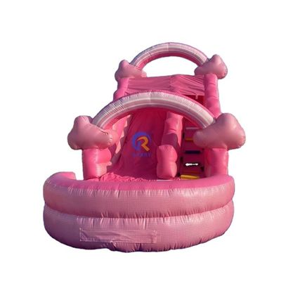 Populaire roze opblaasbare waterslide Commerciële volwassen glijbaan voor buitenvermaak