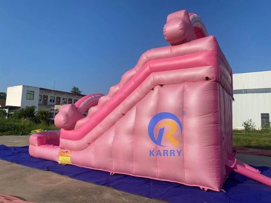 Populaire roze opblaasbare waterslide Commerciële volwassen glijbaan voor buitenvermaak