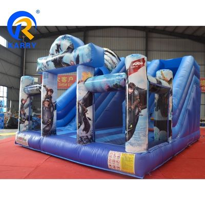 Outdoor speeltuin Commercieel PVC Hoe je je draak kunt trainen opblaasbare uitsmijter met 2 glijspellen