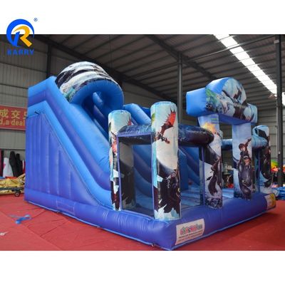 Outdoor speeltuin Commercieel PVC Hoe je je draak kunt trainen opblaasbare uitsmijter met 2 glijspellen