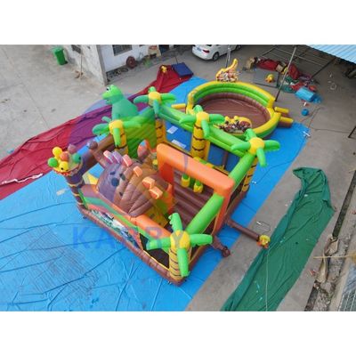 Commerciële Dino Park Air Bounce House Combo Slide Bouncers Jumpers voor kinderen