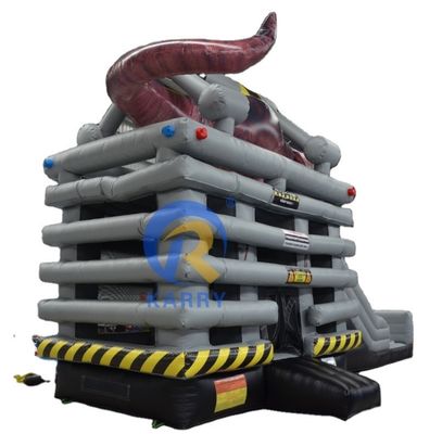 Vermaakparkapparatuur Beest in kooien Bouncy Castle opblaasbaar Bounce House met glijbaan