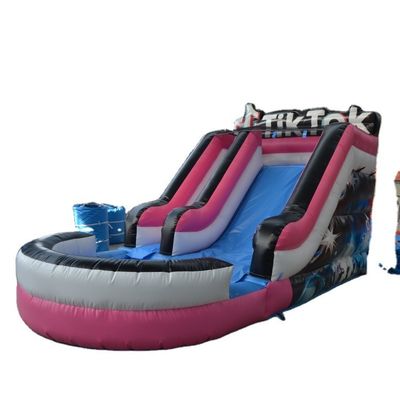 Maximale capaciteit 100-500 kg Commerciële evenementen Promotie opblaasbare waterslide met zwembad