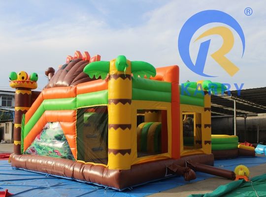 Functies PORTABLE Kinderfestival Springend springkasteel met glijbaan in dinosaurus thema