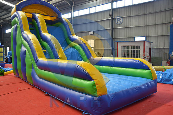 Commerciële PVC Rood Waterglijbaan voor volwassenen opblaasbare droogglijbaan voor feestverhuur