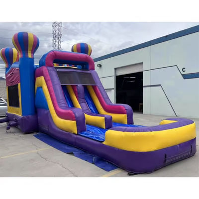 Dual Lane opblaasbare glijbaan en springende springkasteel voor kinderen Roze luchtballon springhuis