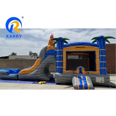 Dual Lane opblaasbare glijbaan en springende springkasteel voor kinderen Roze luchtballon springhuis