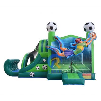 Home/Business PVC Elastiek Voetbalspeler Kasteel Bounce House Opblaasbare Roll-up Slide