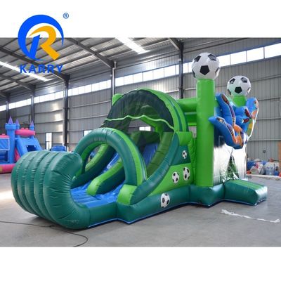 Home/Business PVC Elastiek Voetbalspeler Kasteel Bounce House Opblaasbare Roll-up Slide