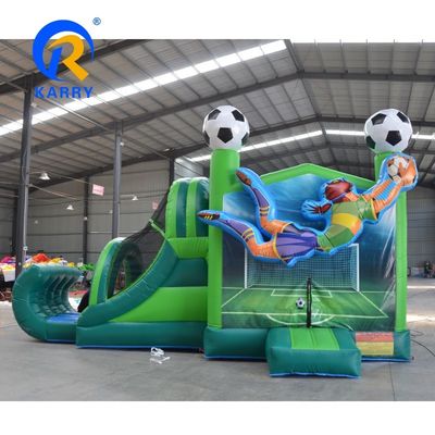 Home/Business PVC Elastiek Voetbalspeler Kasteel Bounce House Opblaasbare Roll-up Slide