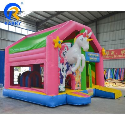 Commerciële evenementen promotie Eenhoorn Bouncy Castle met glij- en reparatie kits inbegrepen