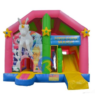 Commerciële evenementen promotie Eenhoorn Bouncy Castle met glij- en reparatie kits inbegrepen