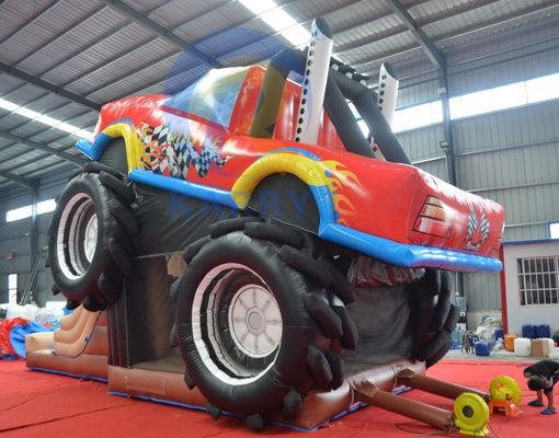 OEM Acceptabele PVC Offroad Auto Race Car Trampoline Glijbaan Combinatie Elastisch Kasteel