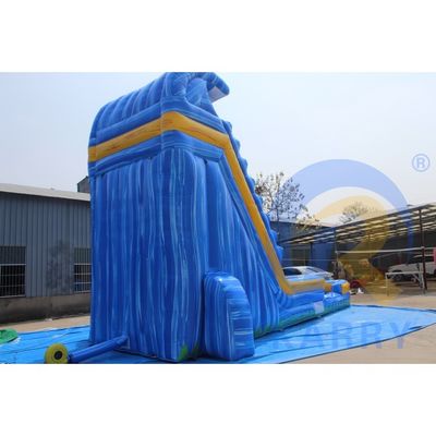 Persoonlijke kleur opblaasbare achtertuin tropische marmer blauwe waterslide met zwembad volwassen voor 10 passagiers