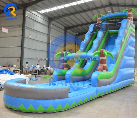 Logo Klantenlogo Een breed rijstrook PVC opblaasbare zwembad glijbaan voor waterparkapparatuur