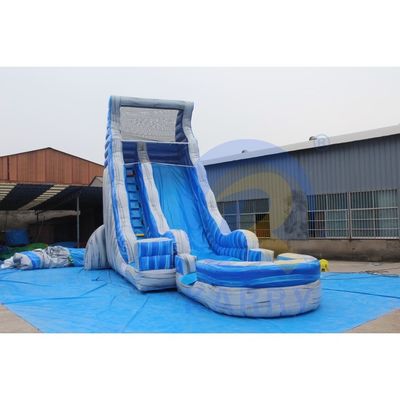Magische Grote Crush Running Bouncy Games Commerciële 32ft Blauwe Lange opblaasbare waterslide