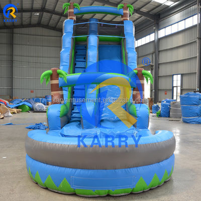 Logo Klantenlogo Een breed rijstrook PVC opblaasbare zwembad glijbaan voor waterparkapparatuur