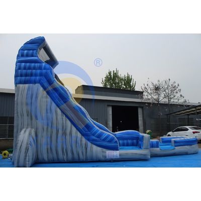 Magische Grote Crush Running Bouncy Games Commerciële 32ft Blauwe Lange opblaasbare waterslide