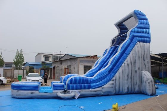 Magische Grote Crush Running Bouncy Games Commerciële 32ft Blauwe Lange opblaasbare waterslide