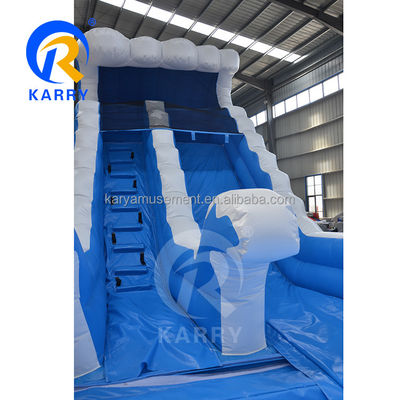Geslachtsneutrale commerciële achtertuin Bouncy Castle Marmer Tropische waterslide Waterglijbaan