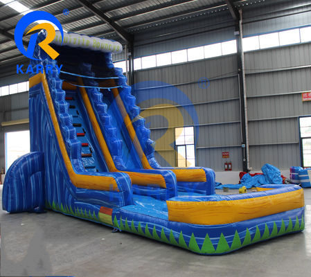 Airblower accessoires opblaasbare waterglijbaan met waterbad en trampoline