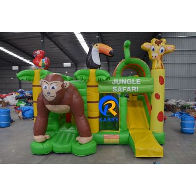 Unisex draagbare Animal Paradise opblaasbaar springhuis met glijdend nat-droog zwaar geblazen toestel inbegrepen