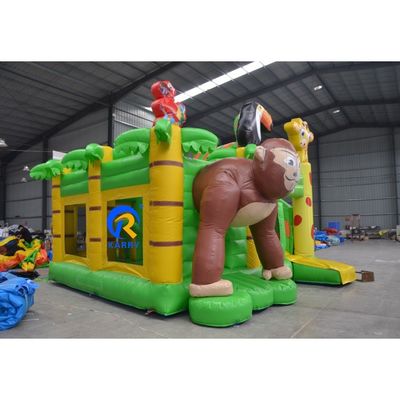 Unisex draagbare Animal Paradise opblaasbaar springhuis met glijdend nat-droog zwaar geblazen toestel inbegrepen