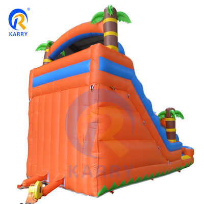 Water Spray Palm Tree Slide opblaasbaar combinatie zwembad en dubbele glijbaan voor kinderspel