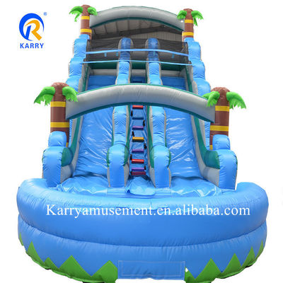 CE/TUV gecertificeerde commerciële kwaliteit Kokospalmopblaasbare waterslide voor volwassenen