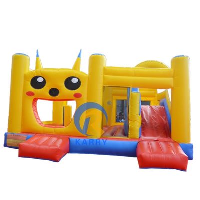 OEM aanvaard ontwerp Pikachu opblaasbare uitschuiver lucht water glijbaan springende bouncy kasteel
