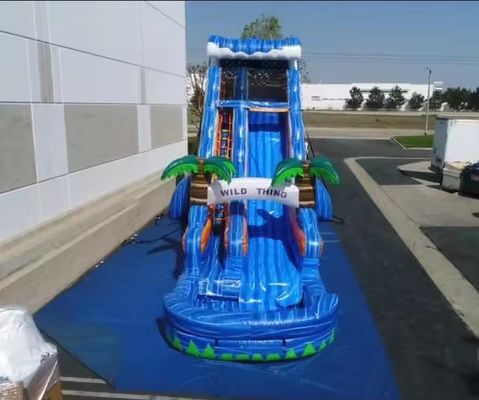 Tropische opblaasbare combinatie glijbaan waterpark apparatuur Breng het strand naar uw achtertuin