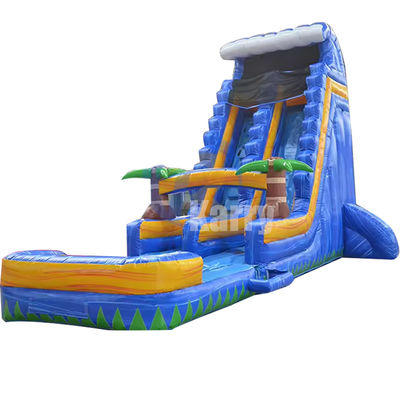 Opblaasbare 18ft volwassen tropische achtertuin waterglijbaan met zwembad en palmboom