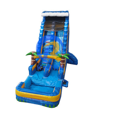 Opblaasbare 18ft volwassen tropische achtertuin waterglijbaan met zwembad en palmboom