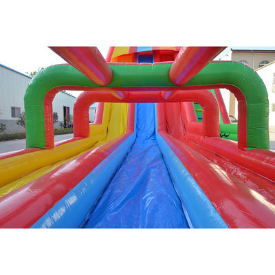 Zomer moet-hebben multi-kleurige opblaasbare waterslide met zwembad en zip line OEM aanvaardbaar