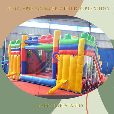 PVC 23ft crossover bouwblok kasteel opblaasbaar springhuis met glij en blazer
